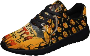 Halloween Shoes for Women Men, Pumpkin Print Lace Up Walking Sneakers, Running Shoes Gym Sports Athletic Trail Sneakers