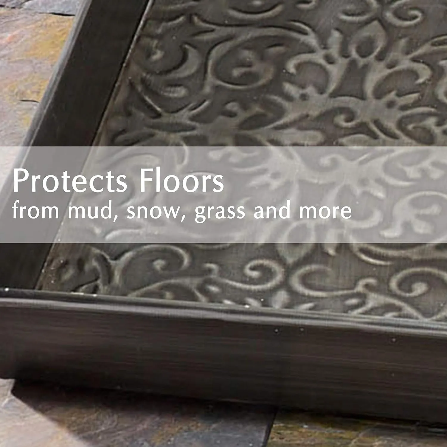 HF by LT Birch Forest Pattern Metal Boot Storage Tray, 30 x 13 inches, Antique Copper Finish