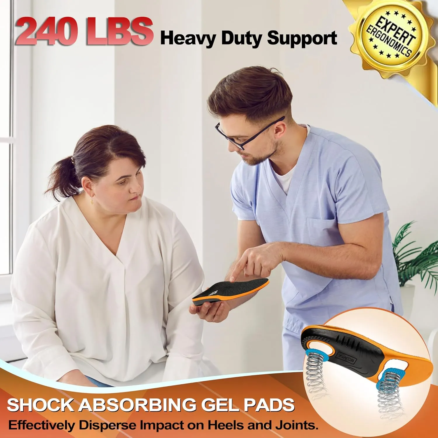 High Arch Support Inserts Women Men, 240LBS Heavy Duty Plantar Fasciitis Insoles, Flat Feet, Metatarsal Pain,Work Shoes Insoles for Standing All Day, Cloud Step Comfort Gel Insoles for 9 Women / 7 Men