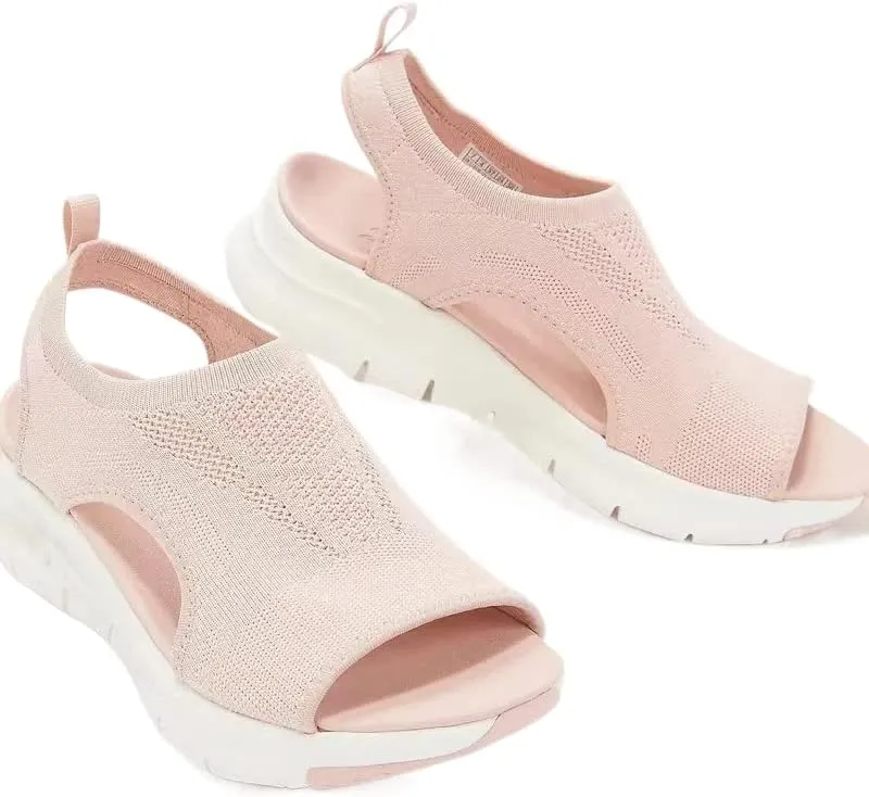 HOCEDO Orthopedic Sandals, 2023 Thick Platform Solid Women's Casual Wedge Sandals, Open Toe Buckle Women's Summer Beach Sandals
