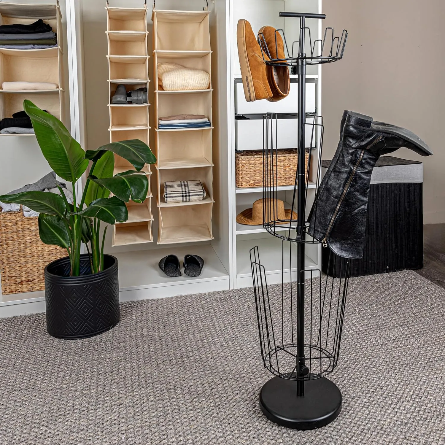Household Essentials 3-Tier Boot Storage Tree, Matte Black