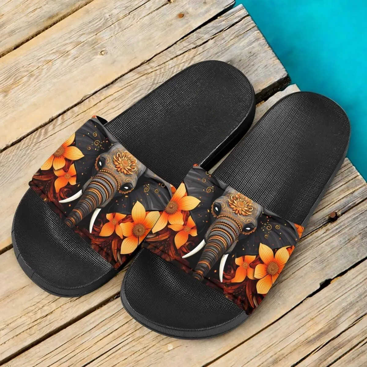 Howilath Novelty Patten Slippers for Women Men, Non-Slip Single Band Slide Sandals Open Toe Soft Sole Flat Sandals
