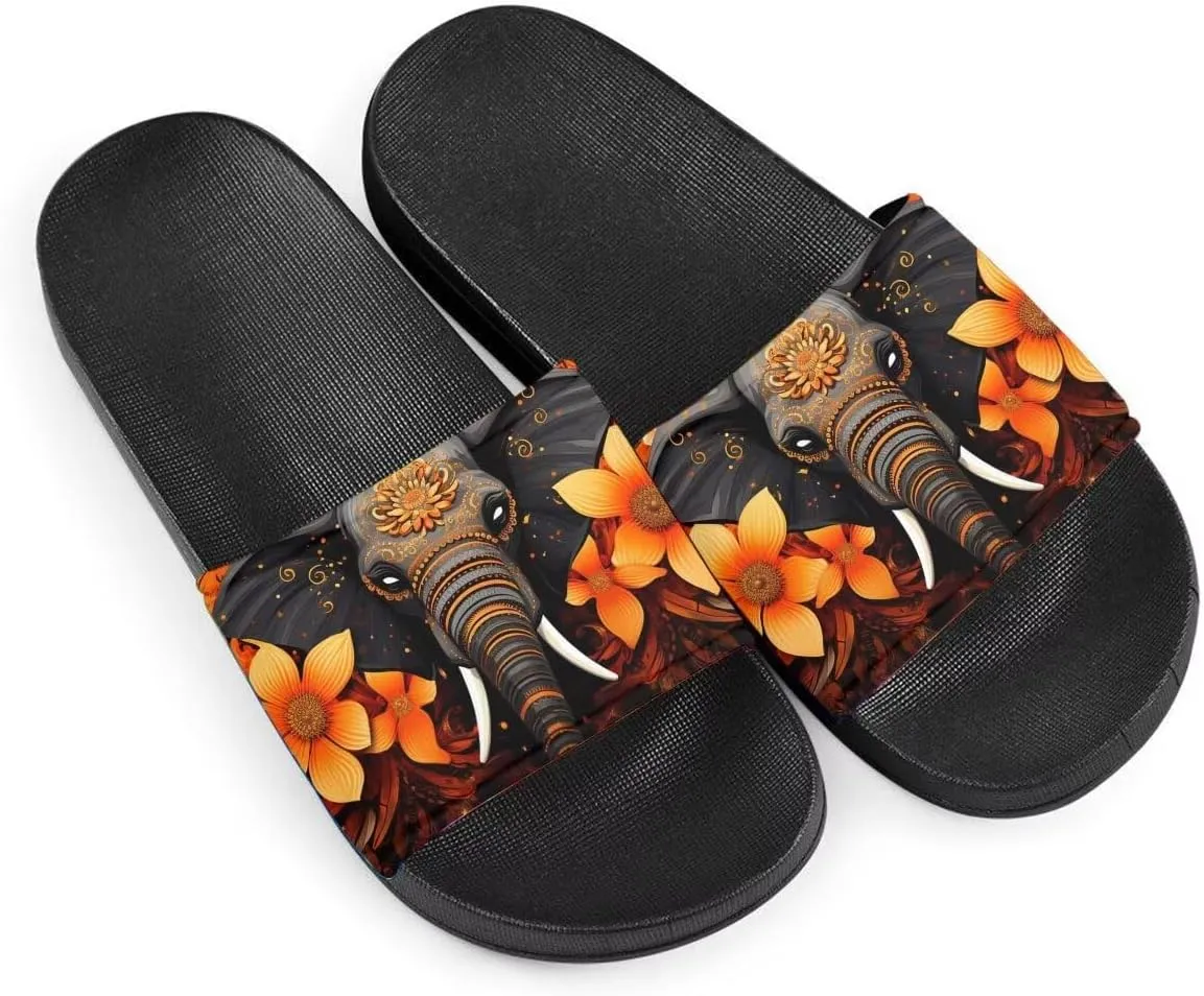 Howilath Novelty Patten Slippers for Women Men, Non-Slip Single Band Slide Sandals Open Toe Soft Sole Flat Sandals