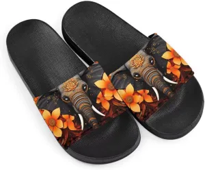 Howilath Novelty Patten Slippers for Women Men, Non-Slip Single Band Slide Sandals Open Toe Soft Sole Flat Sandals