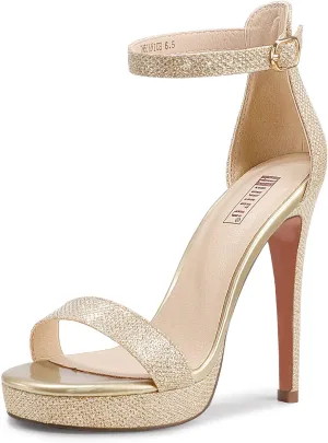 IDIFU Women's Stiletto High Heel Sandals Platform Open Toe Ankle Strap Dress Shoes for Women Bride Ladies in Wedding Bridal Party Homecoming