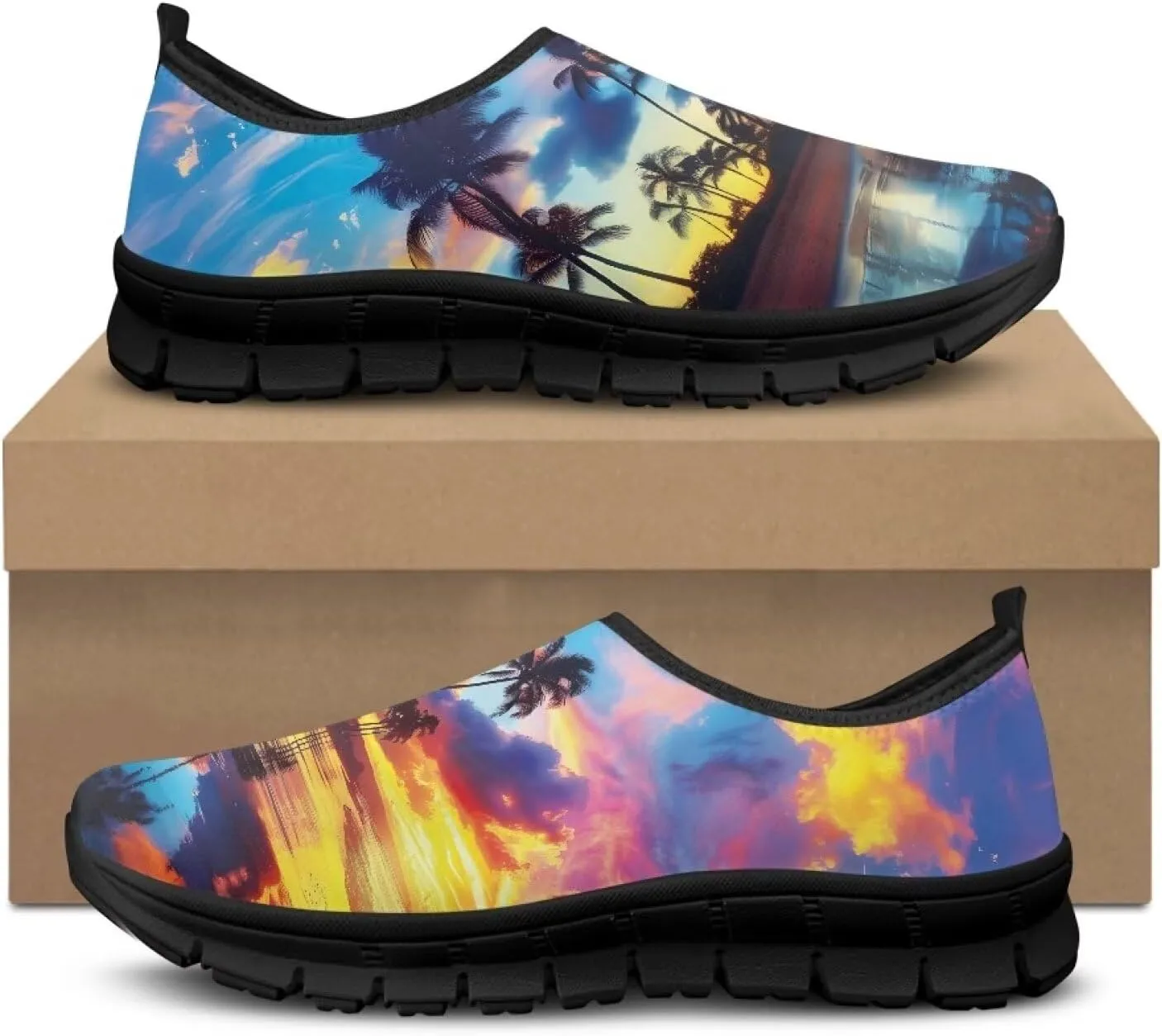 Indoor Outdoor Gym Sneakers Casual House Shoes for Women Classic Soft Breathable and Sweat-Absorbing Walking Loafers for Athletic Size 5.5-11.5 Black Sole