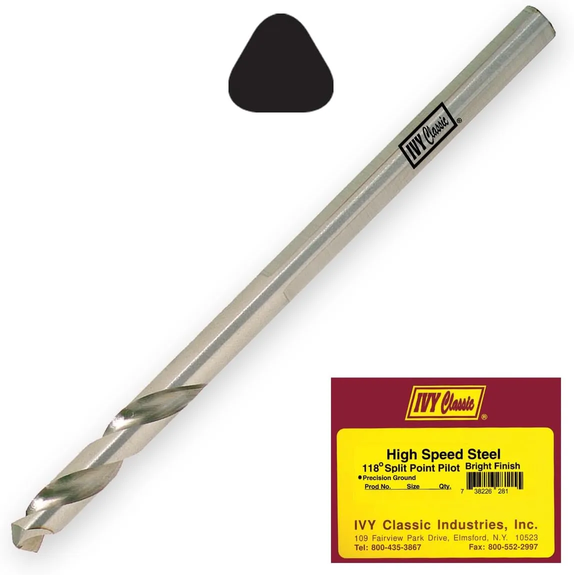 IVY Classic 28115 1/4-Inch x 4-5/16-Inch Pilot Drill for Hole Saw Arbors, M2 HSS, 3 Flats, 12-Pack