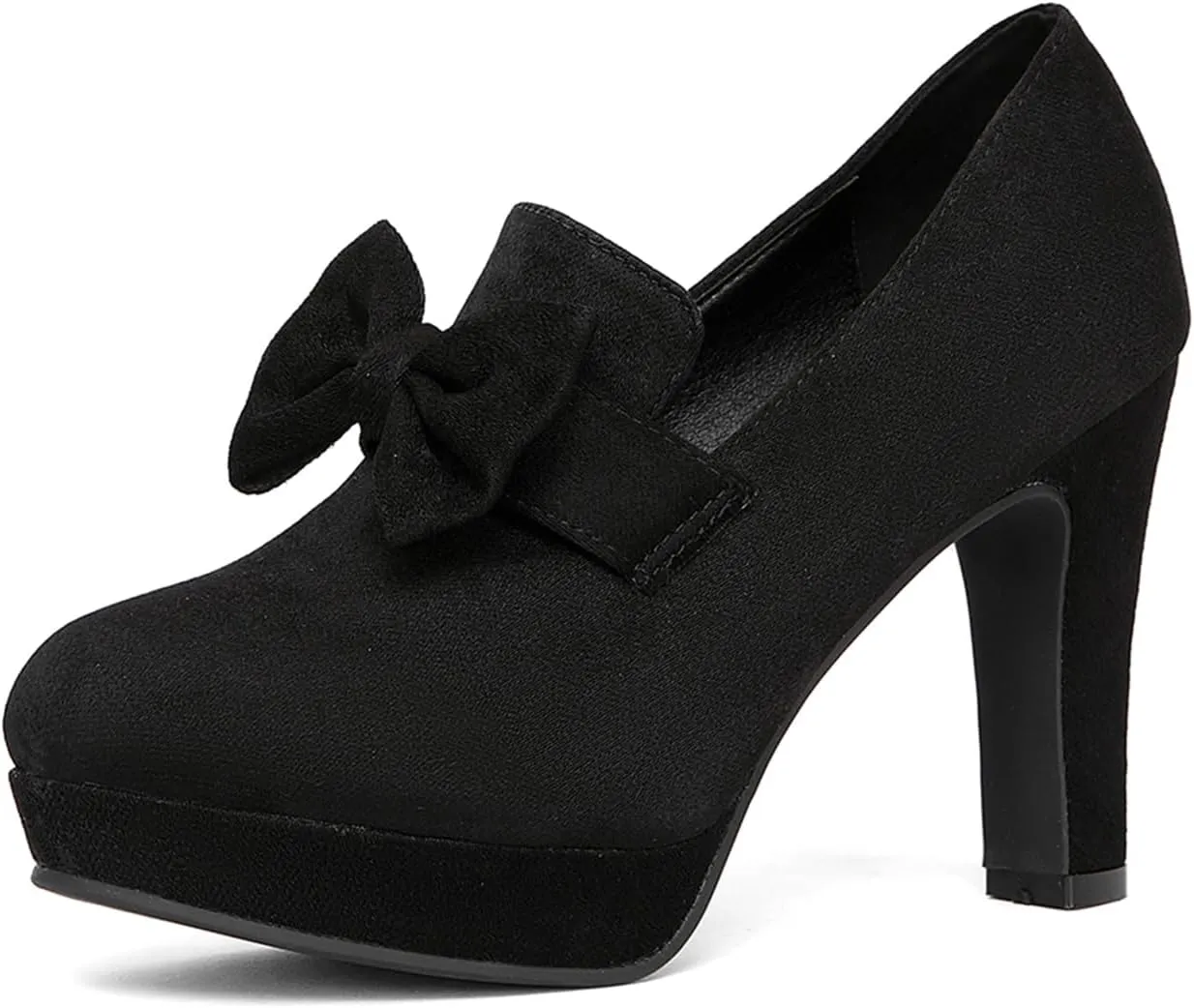 Jeesay Women's Bow Chunky Heels Mary Jane Pumps Closed Toe Platform High Heel Sandals Dress Shoes