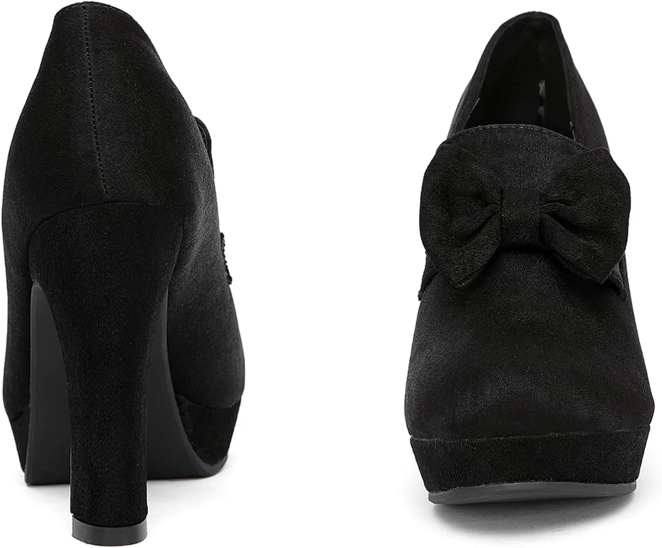 Jeesay Women's Bow Chunky Heels Mary Jane Pumps Closed Toe Platform High Heel Sandals Dress Shoes
