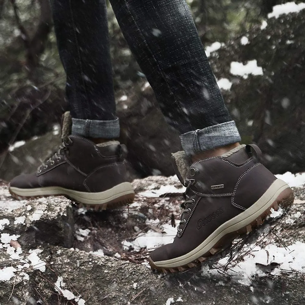 JITUUE Waterproof Snow Boots for Men Hiking Non Slip Work Shoes Outdoor Mid Lace Up Ankle Booties …