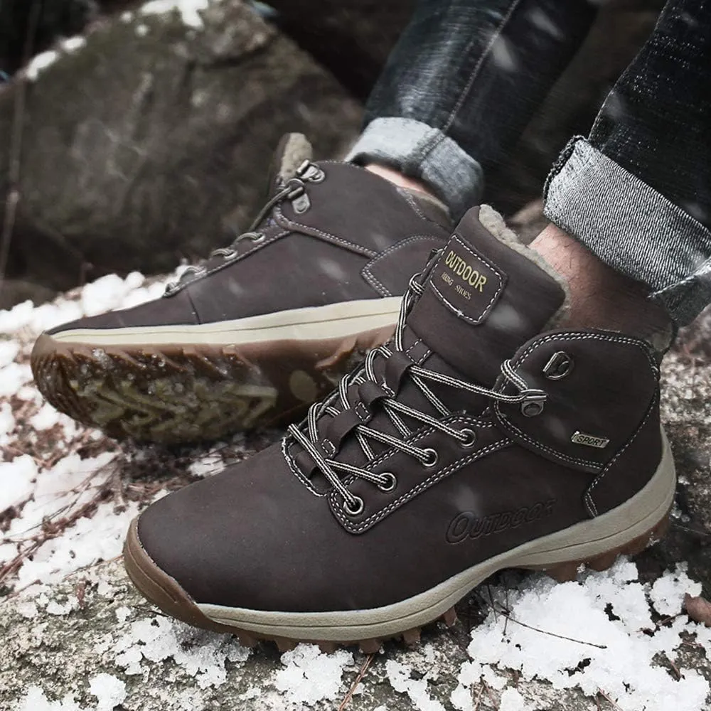 JITUUE Waterproof Snow Boots for Men Hiking Non Slip Work Shoes Outdoor Mid Lace Up Ankle Booties …