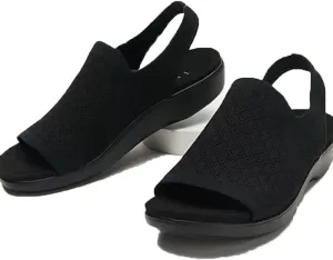JITUUE Women's Comfy Sports Knit Sandals Mesh Wedges and Fish Mouths Comfortable Lightweight Soft Casual Outdoor Shoes