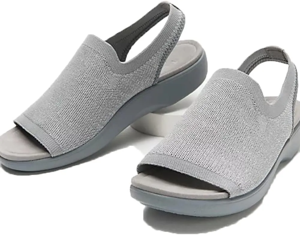 JITUUE Women's Comfy Sports Knit Sandals Mesh Wedges and Fish Mouths Comfortable Lightweight Soft Casual Outdoor Shoes