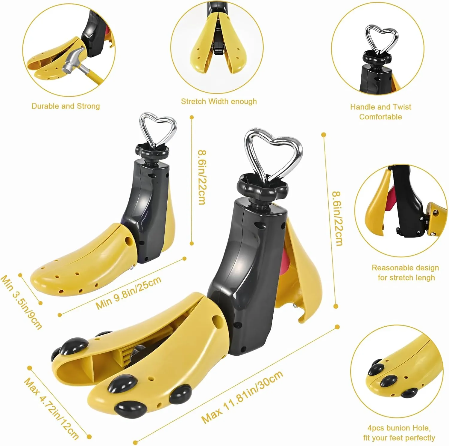 JJDPARTS Shoe Stretcher Women Men, Boot Stretcher Women, Adjustable Unisex Shoe Boot Stretcher Wide Feet