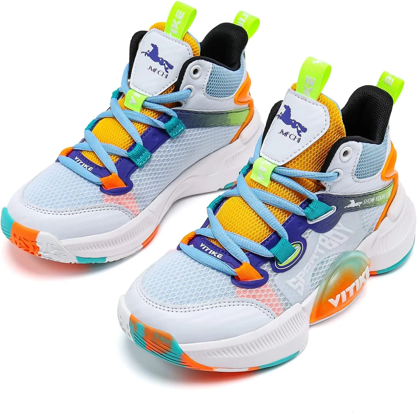 JMFCHI Kids Basketball Shoes High-top Sports Shoes Sneakers Durable Lace-up Non-Slip Running Shoes Secure for Little Kids Big Kids and Boys Girls
