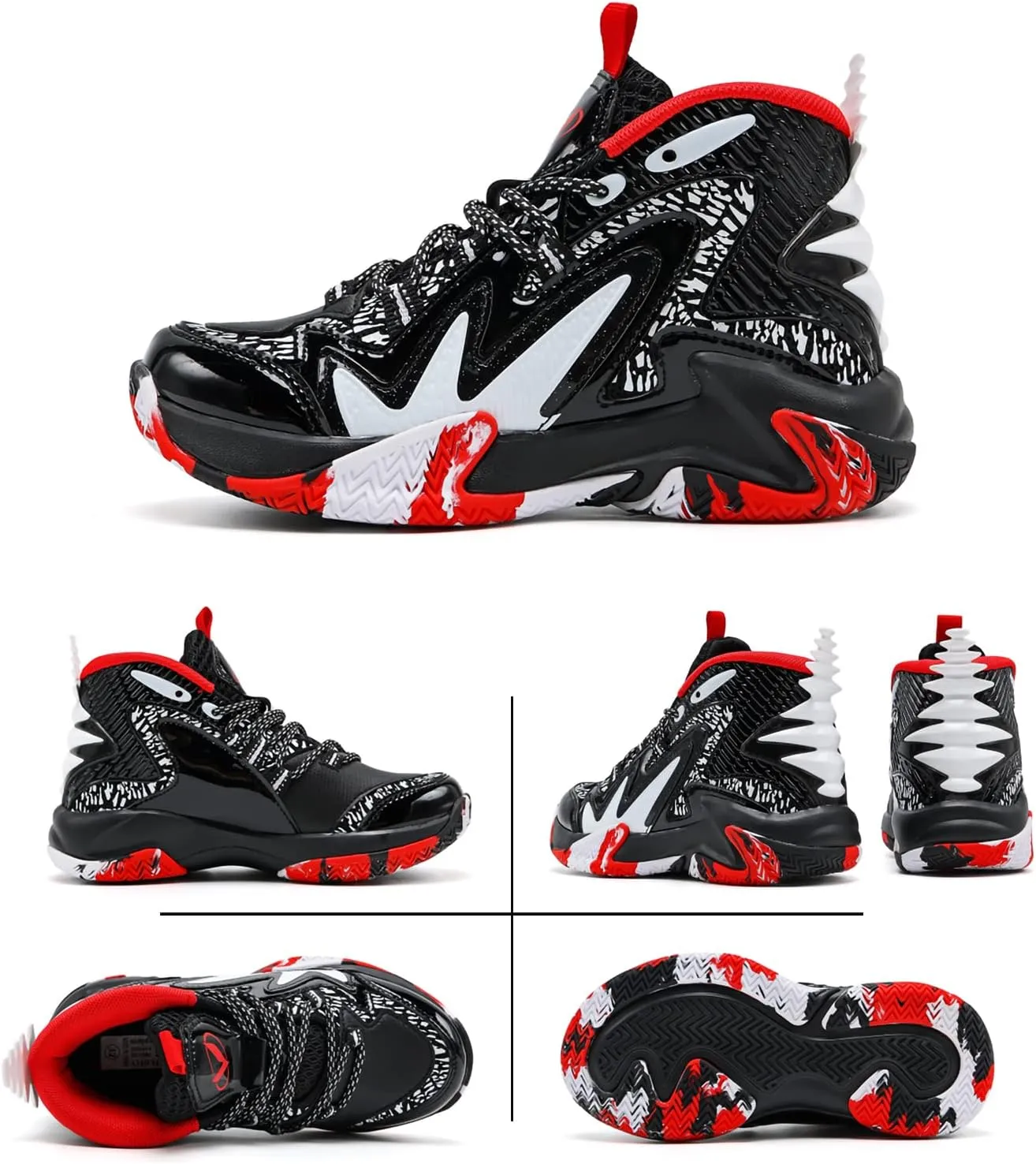 JMFCHI Kids Basketball Shoes High-top Sports Shoes Sneakers Durable Lace-up Non-Slip Running Shoes Secure for Little Kids Big Kids and Boys Girls
