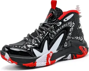 JMFCHI Kids Basketball Shoes High-top Sports Shoes Sneakers Durable Lace-up Non-Slip Running Shoes Secure for Little Kids Big Kids and Boys Girls