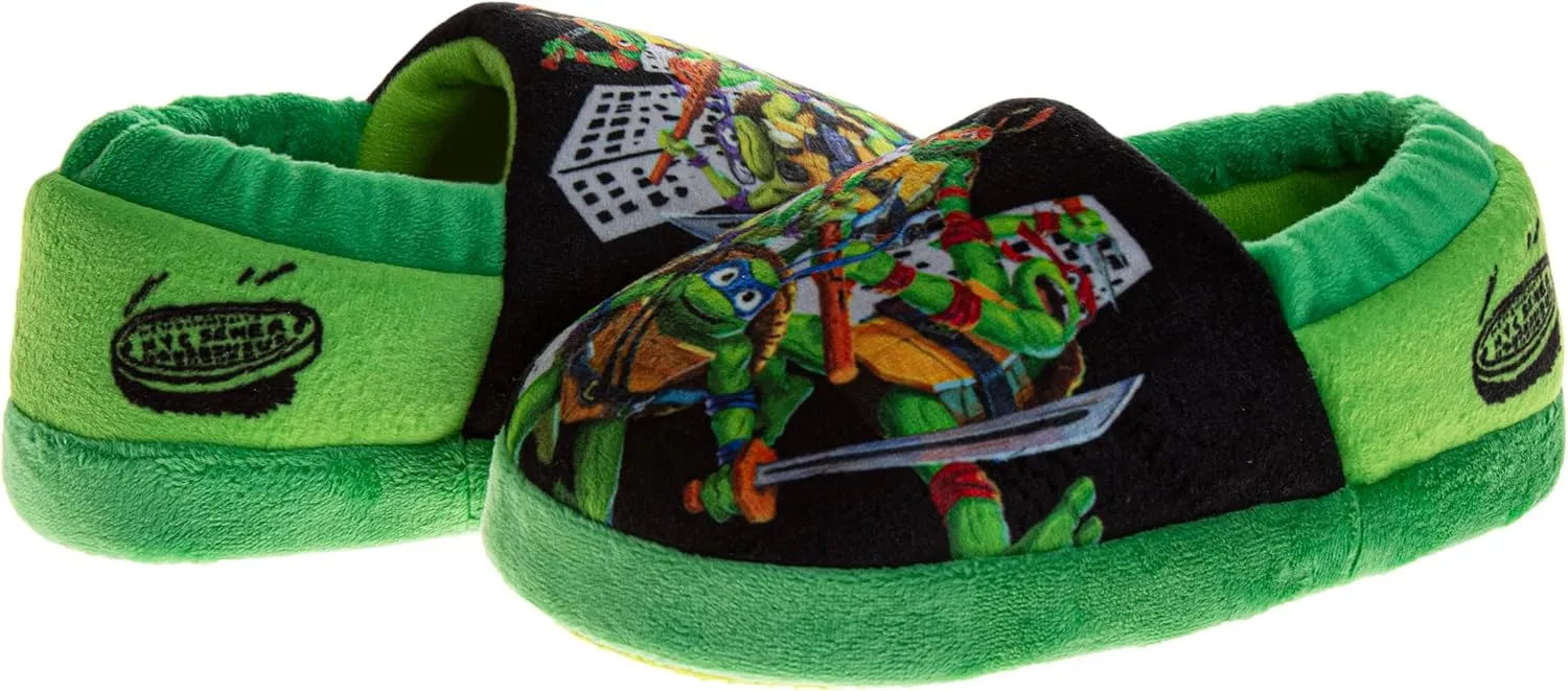 Josmo Kids Boys TMNT Slippers Warm Soft Lightweight - Teenage Mutant Ninja Turtles Leonardo Donatello Raphael Michelangelo House Shoes (Dual Sizing Toddler - Little Kids - Big Kids)
