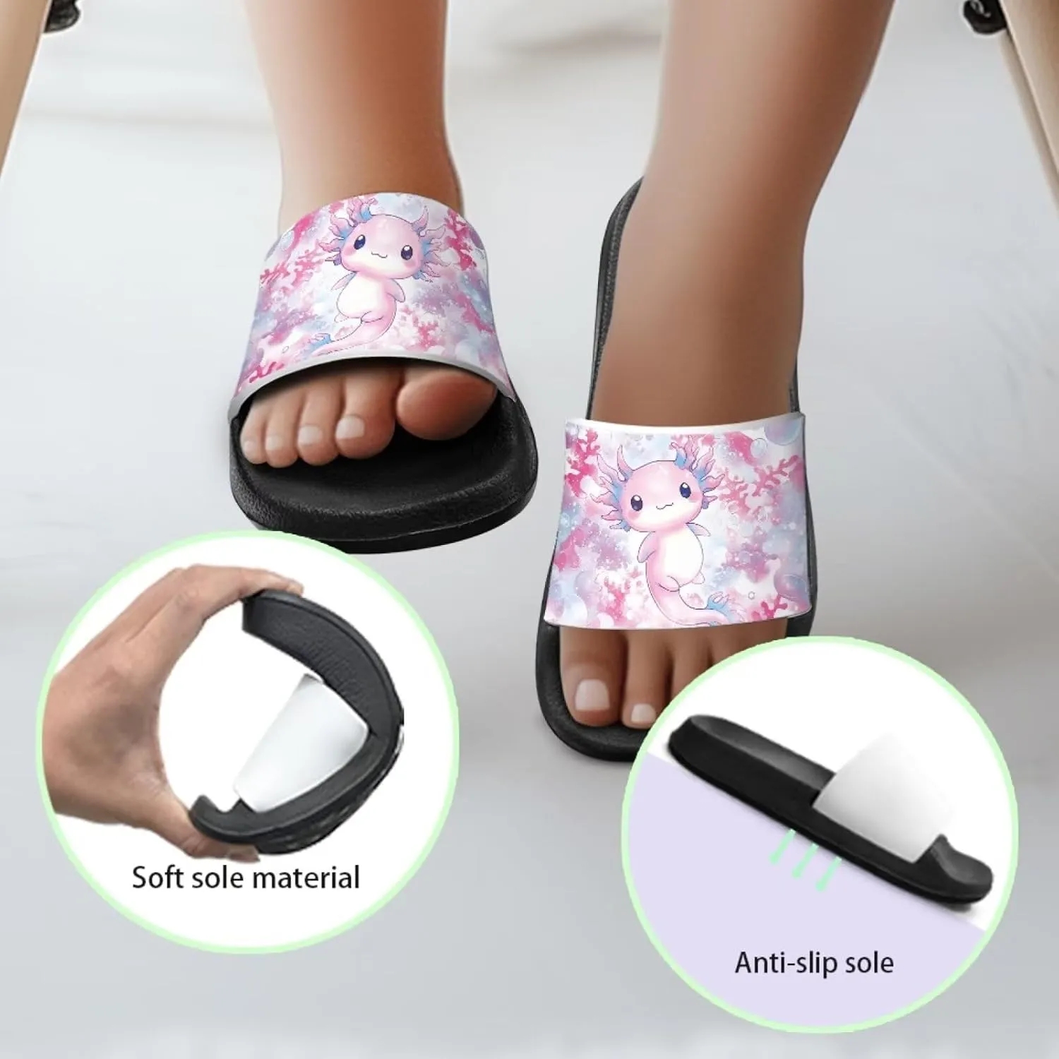 JoyLamoria Animals Print Sandals House Slides Kids Unisex Cloud Slippers Cushioned Non-Slip Shower Beach Pool Open Toe Comfy