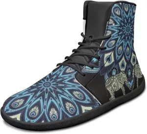 JoyLamoria Unisex High Top Sneakers Mandala Style Leather Shoes Lace-up Comfortable Casual Fashion Sneakers