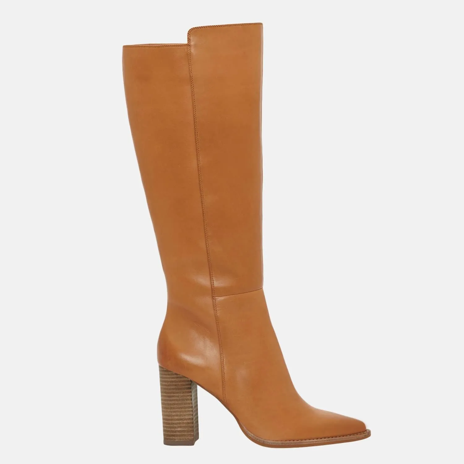 Juliet Holy Women's Knee High Boots Stacked Block Heel Wide Calf Closed Pointed Toe Riding Boots