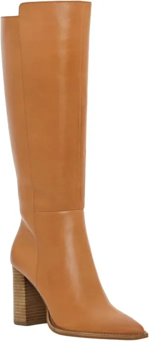Juliet Holy Women's Knee High Boots Stacked Block Heel Wide Calf Closed Pointed Toe Riding Boots