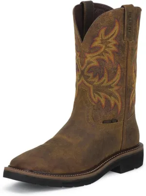 Justin Original Work Men's Stampede Steel Square Toe, Rugged Tan