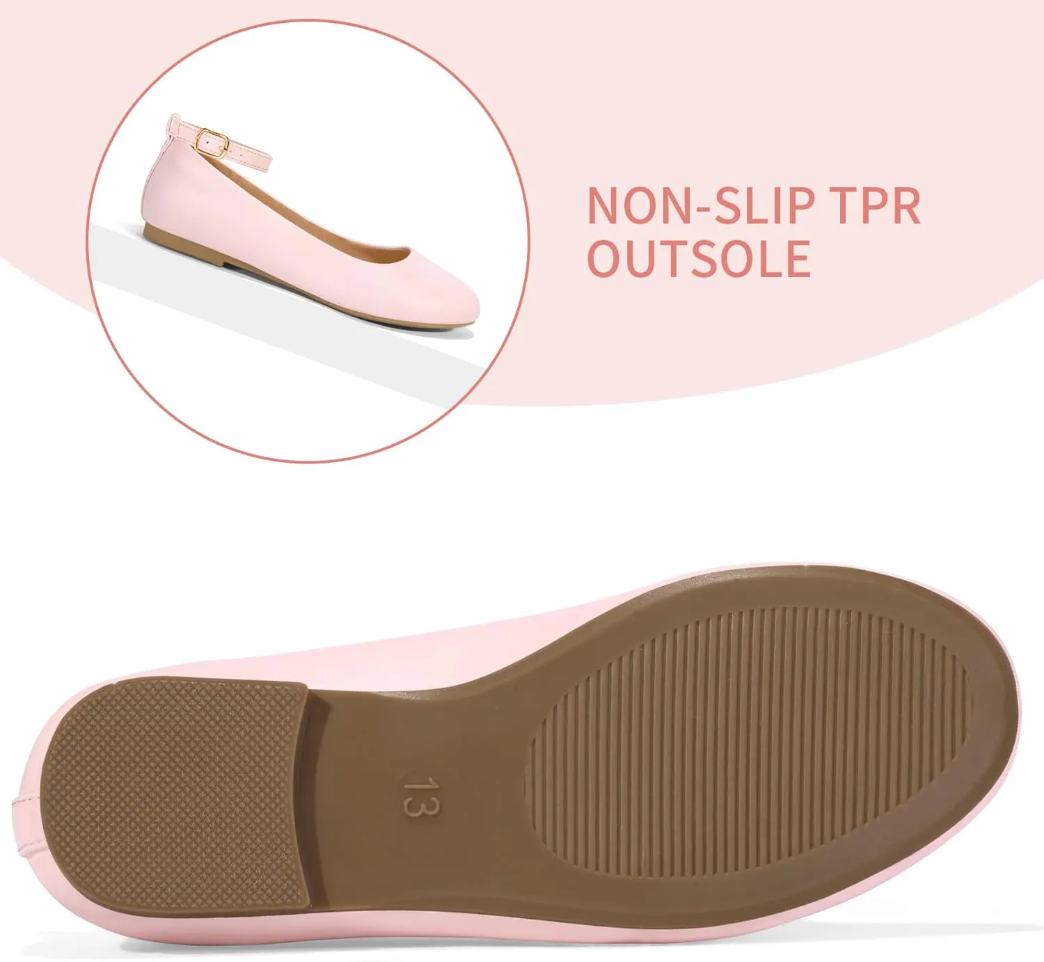 K KomForme Girl's Ballerina Flat Ankle Strap Dress Ballet Flat Shoes（Toddler/Little Kid/Big Kid）