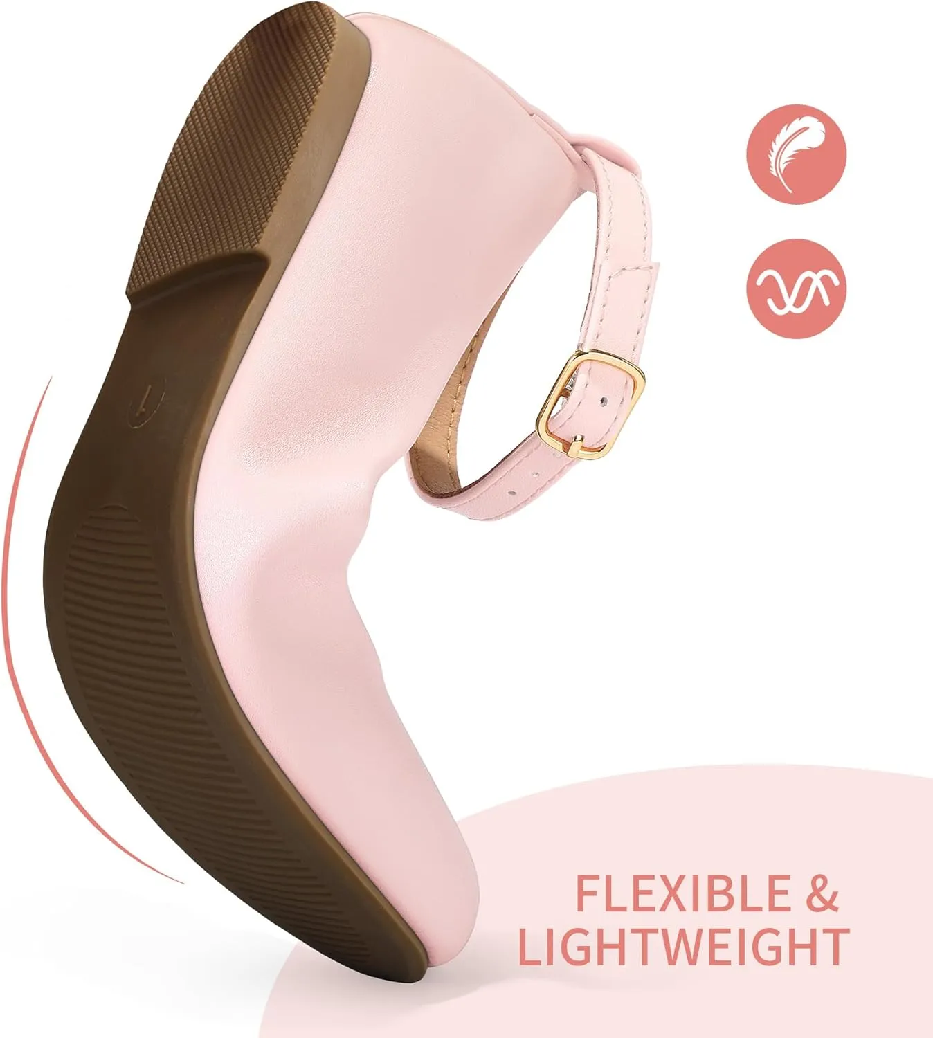 K KomForme Girl's Ballerina Flat Ankle Strap Dress Ballet Flat Shoes（Toddler/Little Kid/Big Kid）