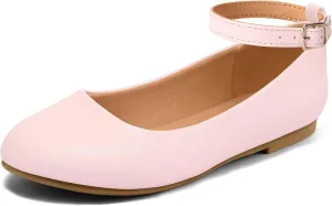 K KomForme Girl's Ballerina Flat Ankle Strap Dress Ballet Flat Shoes（Toddler/Little Kid/Big Kid）