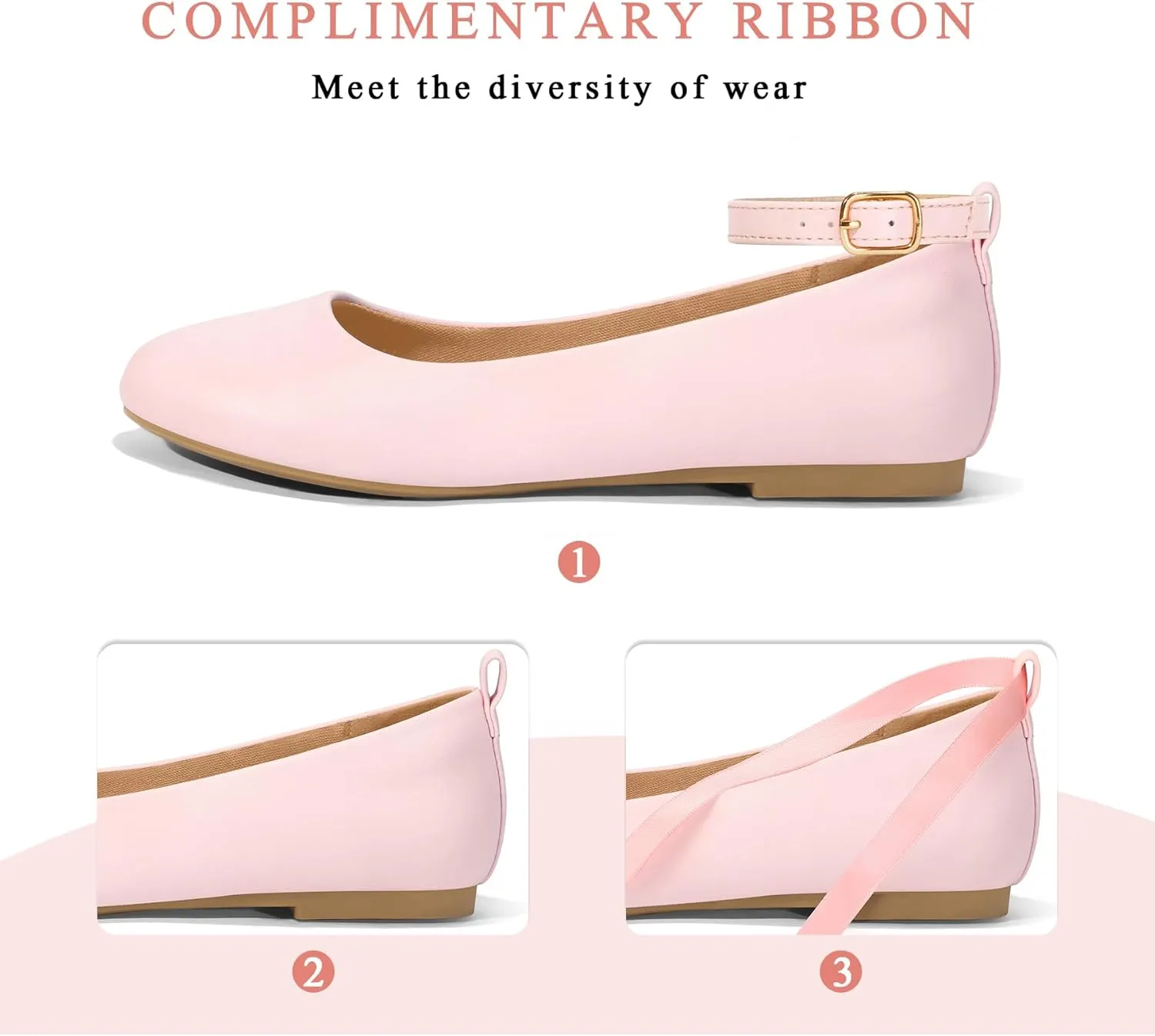 K KomForme Girl's Ballerina Flat Ankle Strap Dress Ballet Flat Shoes（Toddler/Little Kid/Big Kid）
