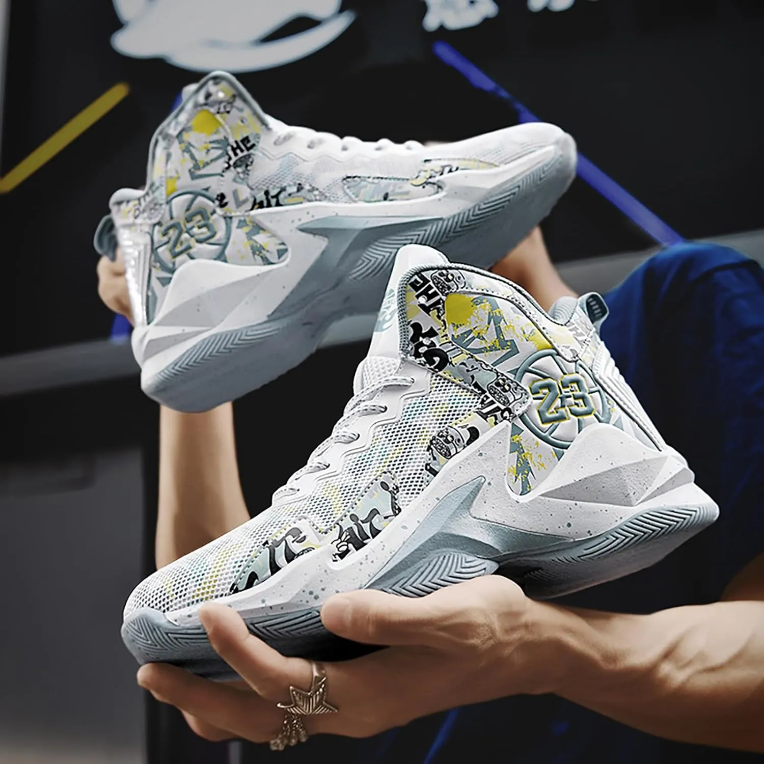 Kids Basketball Shoes High Top Youth Fashion Sneakers Girls Casual Sports Basketball Shoes Breathable Comfortable Boys Sneakers for Big Kids