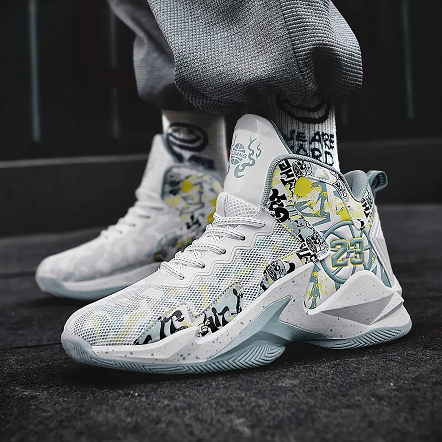 Kids Basketball Shoes High Top Youth Fashion Sneakers Girls Casual Sports Basketball Shoes Breathable Comfortable Boys Sneakers for Big Kids