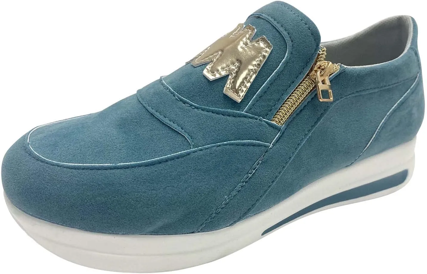 Ladies Fashion Solid Color Flock Side Zipper Platform Comfortable Casual Sports Shoes Womens Club C Sneaker