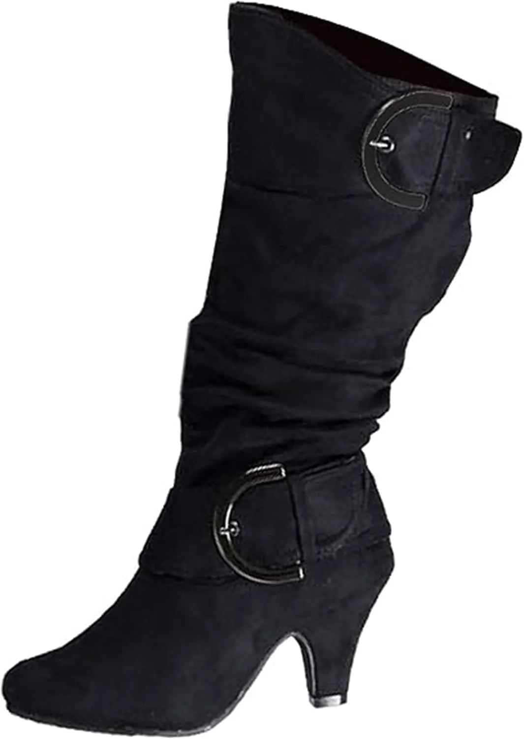 Ladmiple Fall Boots Women Knee High Wide Calf Pointed Toe Cone Heel Size Zipper Slouchy Cowboy Cowgirl Western Boots