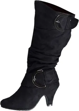 Ladmiple Fall Boots Women Knee High Wide Calf Pointed Toe Cone Heel Size Zipper Slouchy Cowboy Cowgirl Western Boots