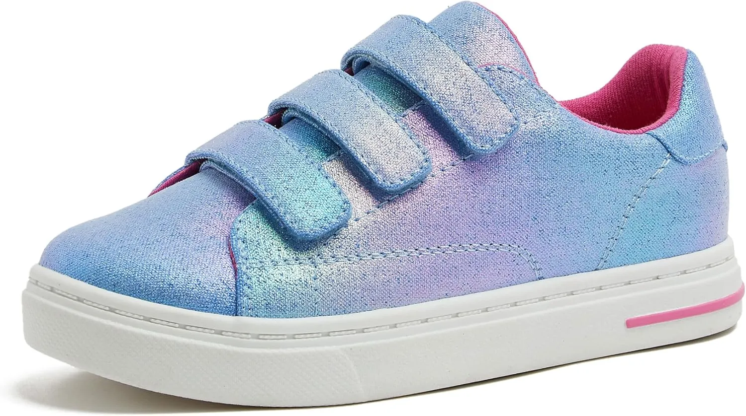 Lands' End Boys' and Girls' Sneakers, No Tie Casual Tennis Shoes for Boys and Girls Size 5-10 Toddler, Little and Big Kids 11 to 7, Blue or White with Hook and Loop Straps