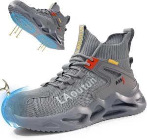 LAoutun Steel Toe Shoes for Men and Women Comfortable Lightweight Work Safety Shoes Puncture Proof Slip Resistant Indestructible Sneakers Construction Work Utility Sneakers