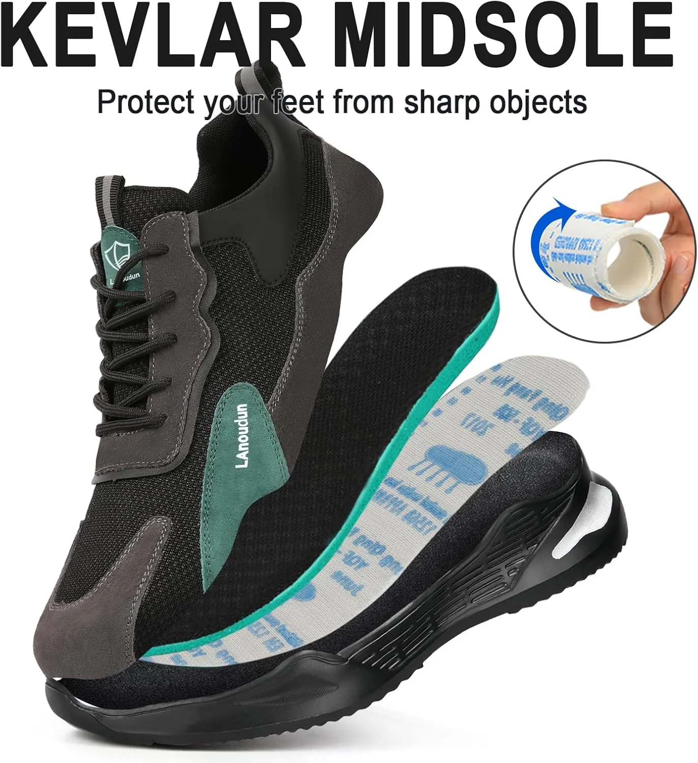 LAoutun Steel Toe Shoes for Men Women Comfortable Lightweight Work Safety Shoes for Men Women Puncture Proof Indestructible Sneakers Construction Work Utility Sneakers