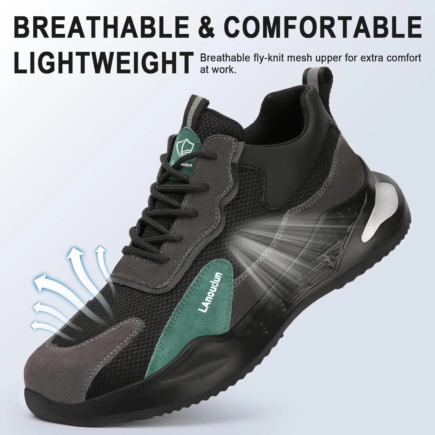 LAoutun Steel Toe Shoes for Men Women Comfortable Lightweight Work Safety Shoes for Men Women Puncture Proof Indestructible Sneakers Construction Work Utility Sneakers