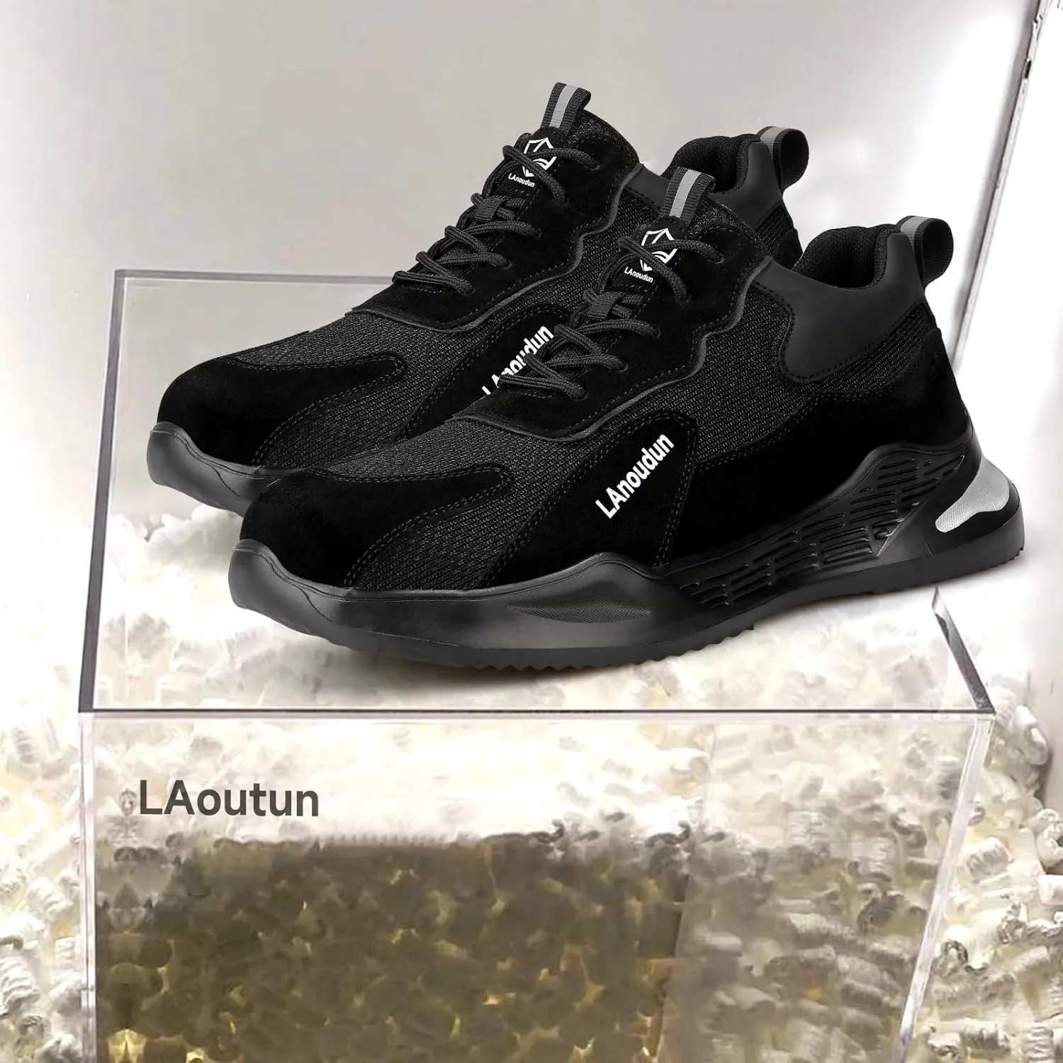 LAoutun Steel Toe Shoes for Men Women Comfortable Lightweight Work Safety Shoes for Men Women Puncture Proof Indestructible Sneakers Construction Work Utility Sneakers