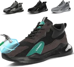 LAoutun Steel Toe Shoes for Men Women Comfortable Lightweight Work Safety Shoes for Men Women Puncture Proof Indestructible Sneakers Construction Work Utility Sneakers
