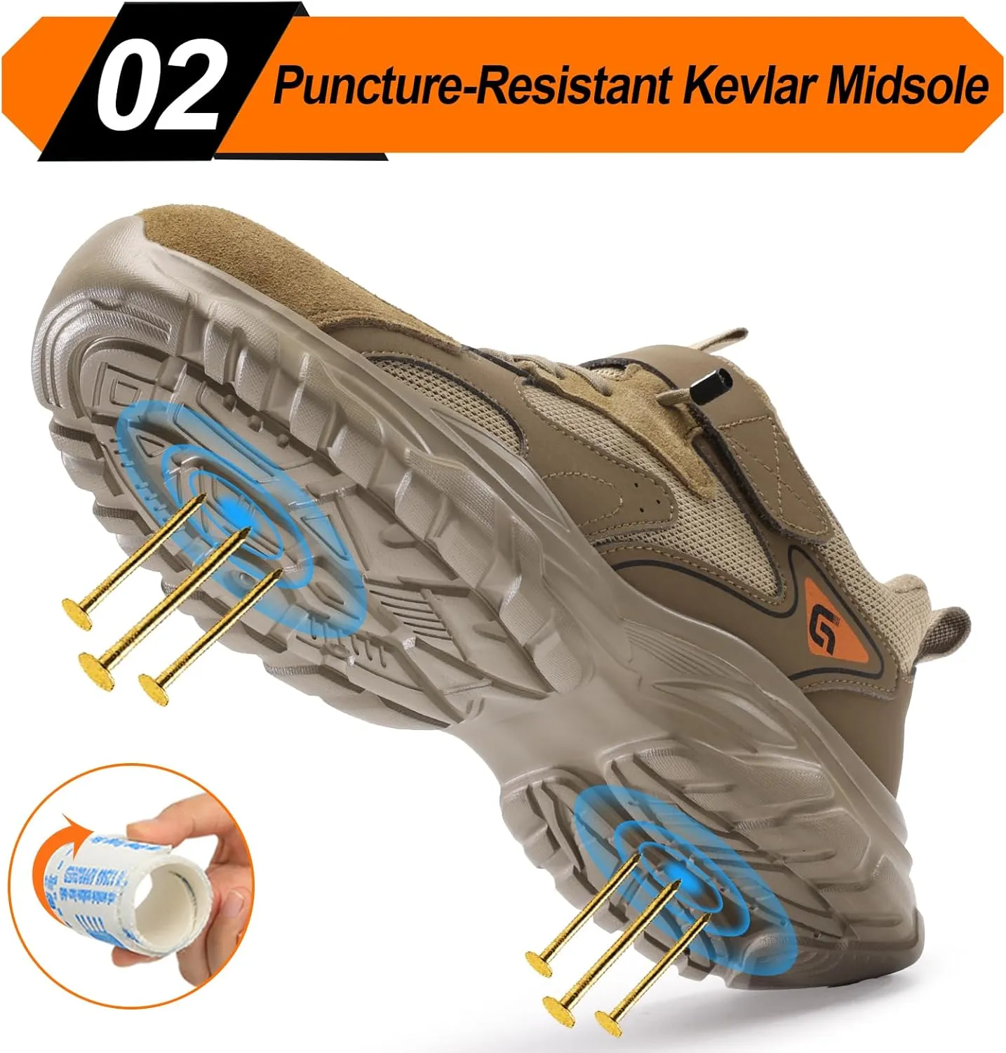 LAoutun Steel Toe Shoes for Men Women Comfortable Lightweight Work Safety Shoes for Men Women Puncture Proof Indestructible Sneakers Construction Work Utility Sneakers