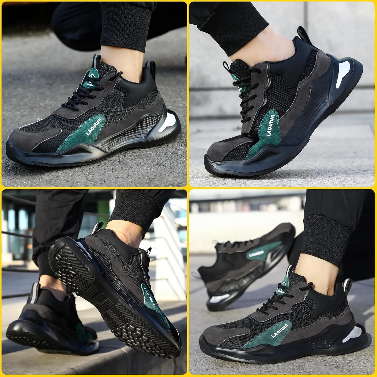 LAoutun Steel Toe Shoes for Men Women Comfortable Lightweight Work Safety Shoes for Men Women Puncture Proof Indestructible Sneakers Construction Work Utility Sneakers