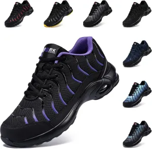 LARNMERN Air Cushion Steel Toe Shoes for Men Wide Women Lightweight Puncture Proof Work Safety Sneakers Breathable Slip Resistant Tennis Shoe