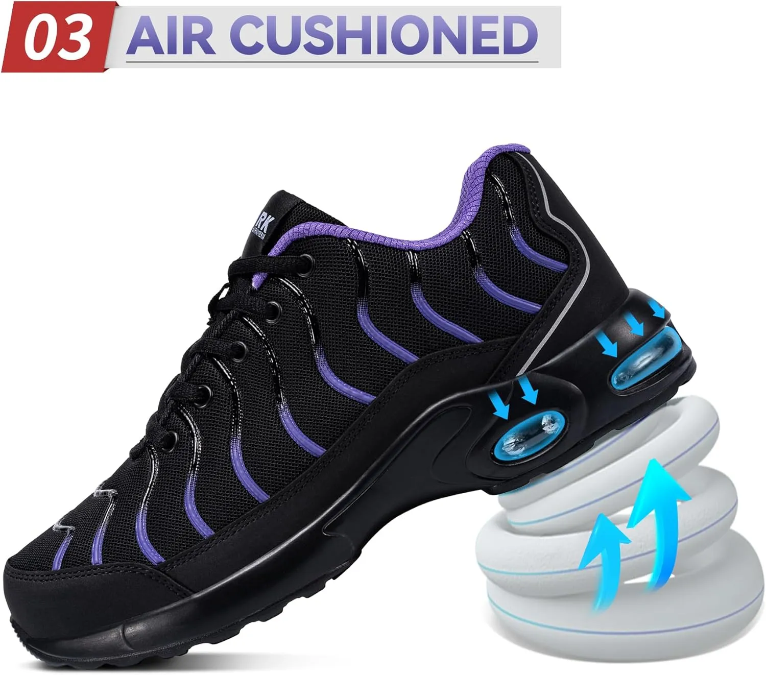 LARNMERN Air Cushion Steel Toe Shoes for Men Wide Women Lightweight Puncture Proof Work Safety Sneakers Breathable Slip Resistant Tennis Shoe