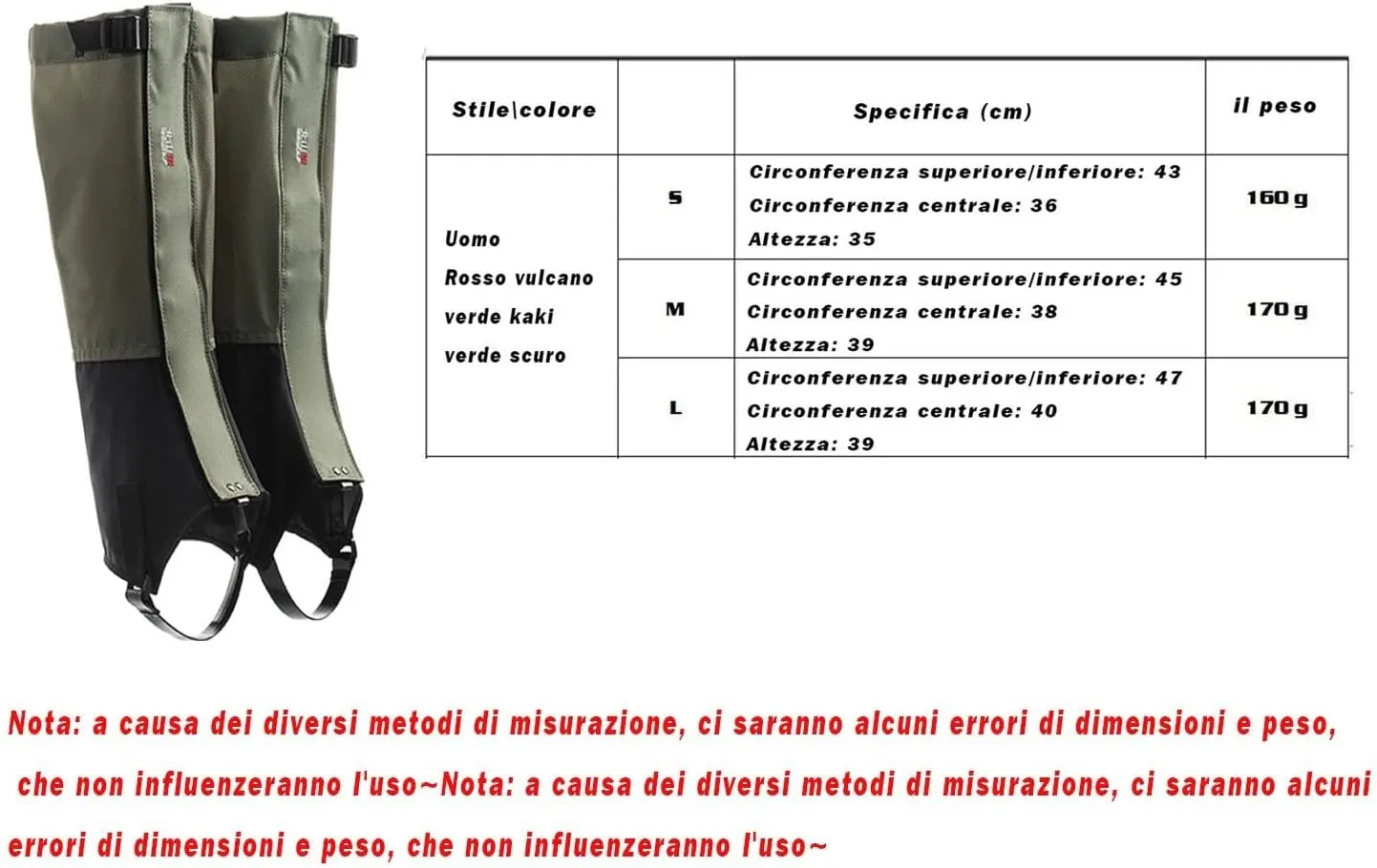Leg Gaiters, Snowproof, Waterproof, Snakebite Leggings, Suitable for Mountaineering, Skiing, Hiking, Adjustable Ski Desert Jungle Trekking Mountaineering Snowshoes (Color : D, Size : S)