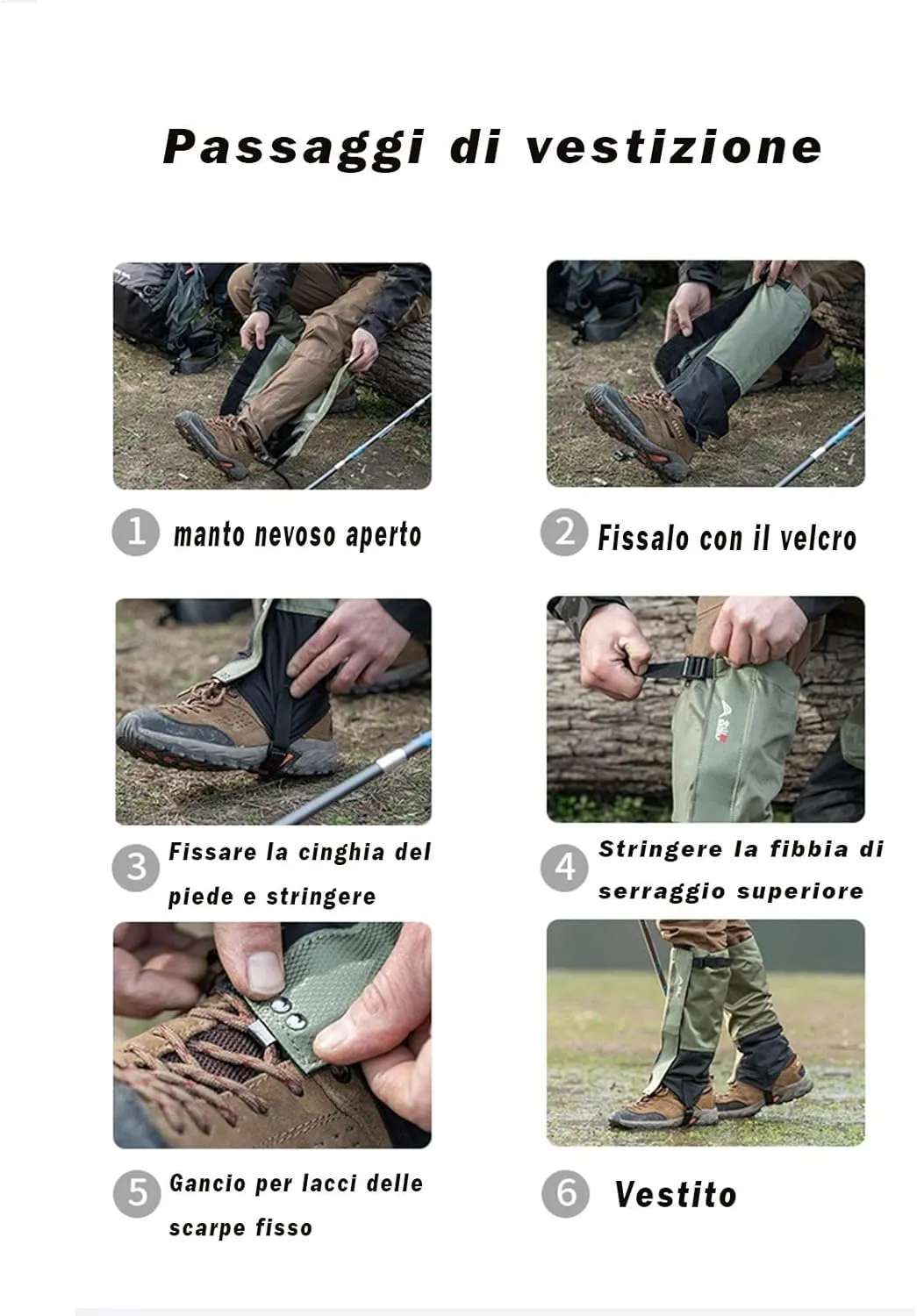 Leg Gaiters, Snowproof, Waterproof, Snakebite Leggings, Suitable for Mountaineering, Skiing, Hiking, Adjustable Ski Desert Jungle Trekking Mountaineering Snowshoes (Color : D, Size : S)
