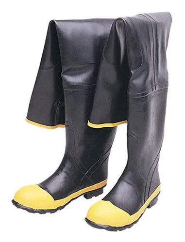 Liberty Glove & Safety 153111 DuraWear Rubber Fabric Lined Protective Hip Wader Boot with Reinforced Knee and Front, Size 11, Black