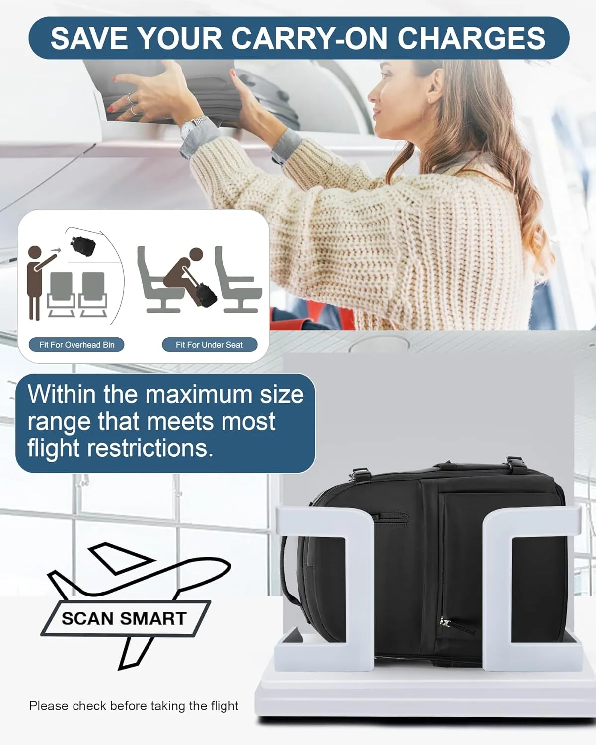 Lightweight Travel Backpack for Women Men Mochila de Viaje Luggage Backpack with USB Charging Port & Shoe Pouch Airline Approved Personal Item Travel Bag Waterproof Utility Backpack(Black)
